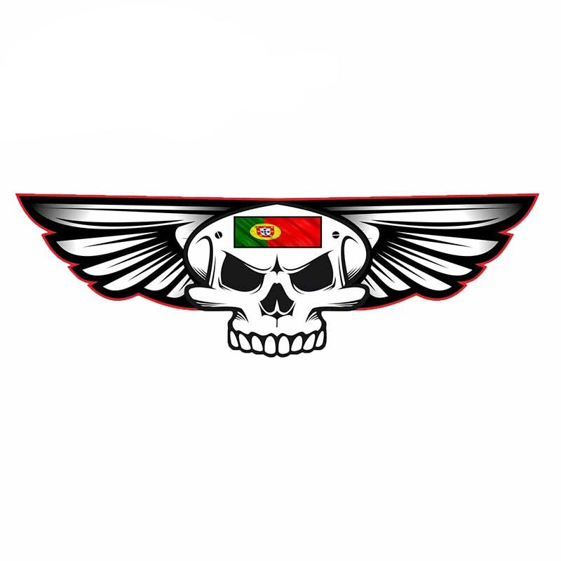 Skull 'Gothic Skull with Wings | Portugal Flag' Vinyl Car Sticker
