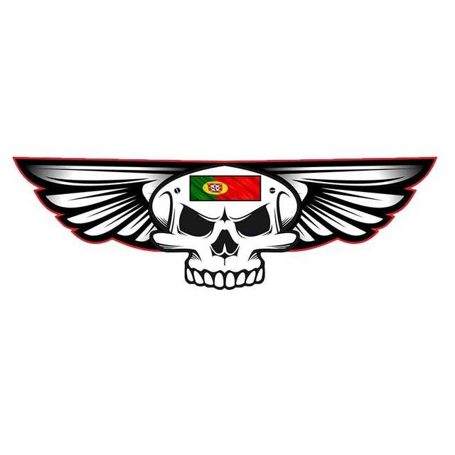 Skull 'Gothic Skull with Wings | Portugal Flag' Vinyl Car Sticker
