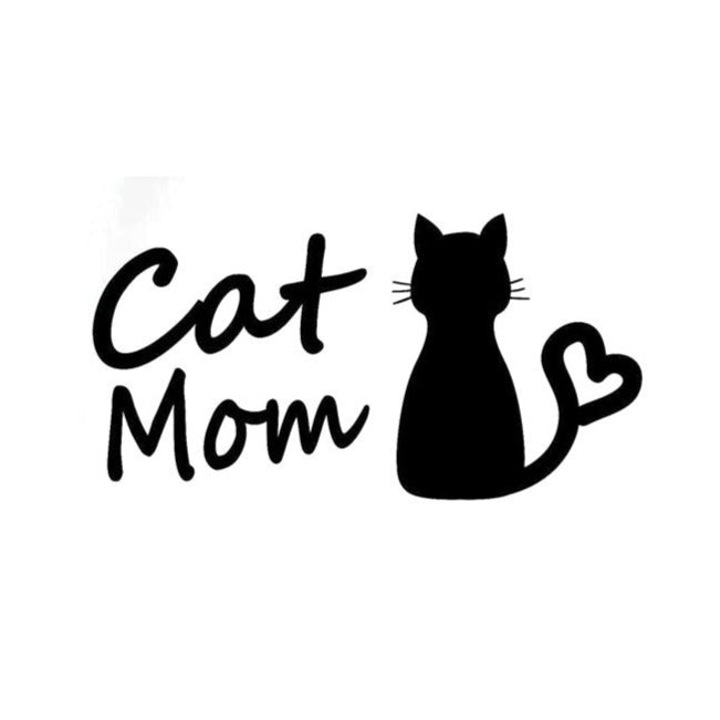 Cool 'Cat Mom | Heart Tail' Vinyl Car Sticker