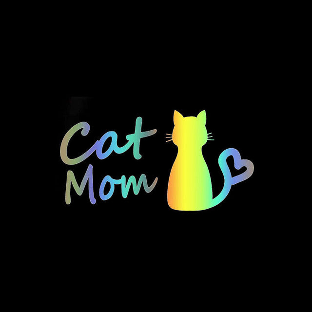 Cool 'Cat Mom | Heart Tail' Vinyl Car Sticker