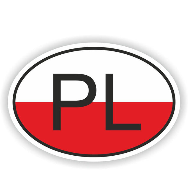 Flag of Poland 'PL Country Code | Oval' Vinyl Car Sticker