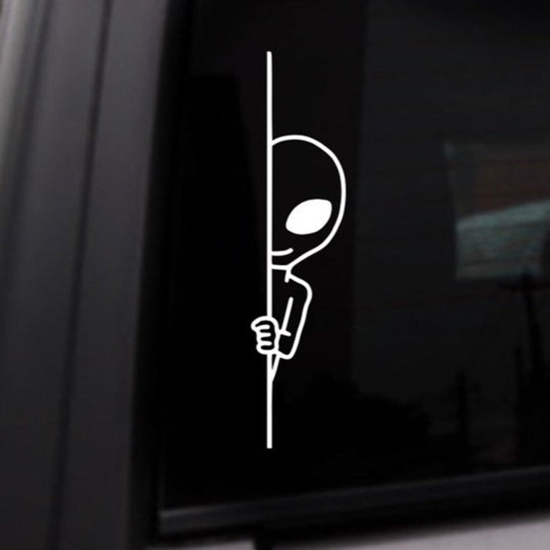Funny 'Alien Peeking' Vinyl Car Peeker Sticker