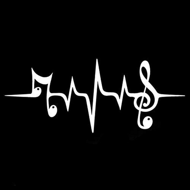 Cool 'Music Heartbeat | Notes' Vinyl Car Sticker