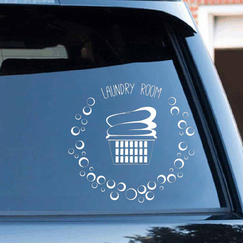 Laundry Room 'Basket Clothes | Bubbles' Vinyl Car Sticker